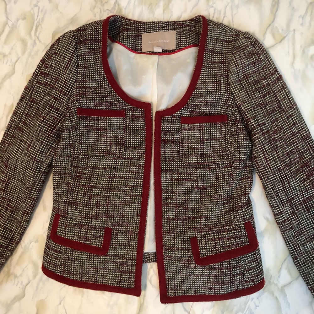 Banana Republic maroon tweed blazer 0